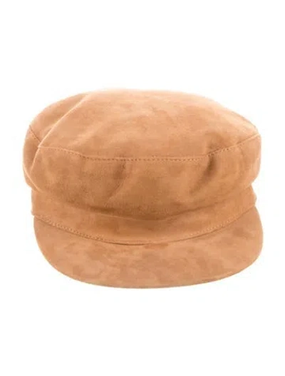Pre-owned Janessa Leone Sueade Newsboy Cap In Neutral