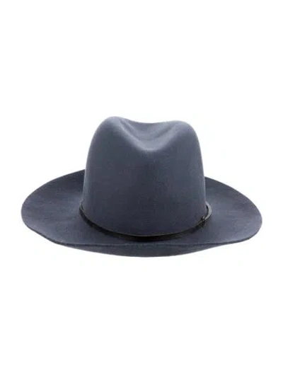Pre-owned Janessa Leone Suede Cowboy Hat In Blue