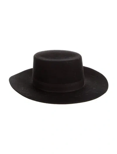 Pre-owned Janessa Leone Suede Fedora Hat W/tags In Black