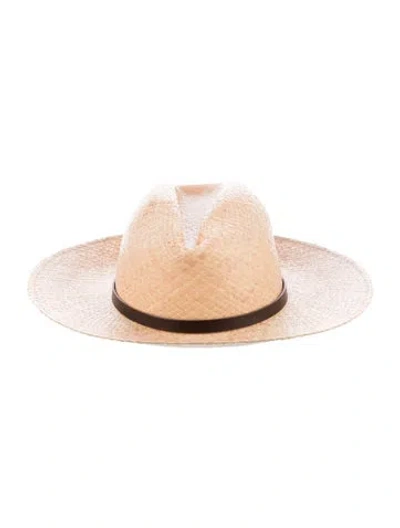 Pre-owned Janessa Leone Summer Straw Hat In Neutral