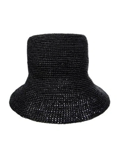 Pre-owned Janessa Leone Sun Hat In Black