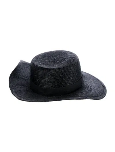 Pre-owned Janessa Leone Sun Hat In Black