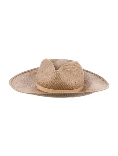 Pre-owned Janessa Leone Sun Straw Hat In Neutral