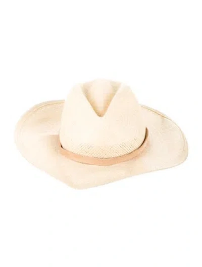 Pre-owned Janessa Leone Sun Straw Hat In Neutrals