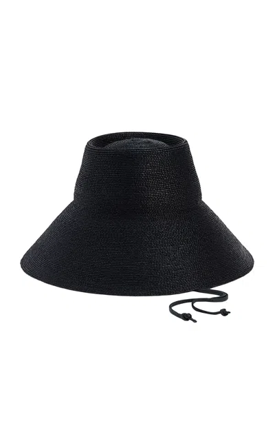 Janessa Leone Suni Raffia Straw Bucket Hat In Black