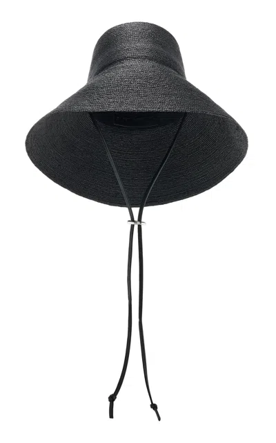 Janessa Leone Suni Raffia Straw Bucket Hat In Black