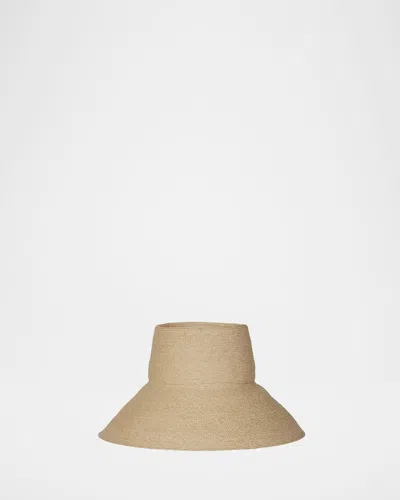 Janessa Leone Suni Straw Wide Brim Bucket Hat In Brown