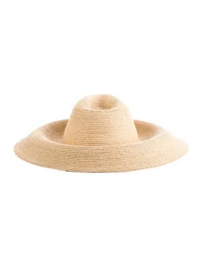 Pre-owned Janessa Leone Tan Strawn  Sun Hat In Neutrals