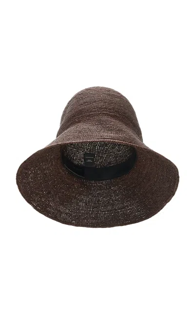 Janessa Leone Teagan Raffia Straw Bucket Hat In Brown