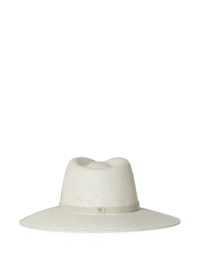 Janessa Leone Valentine Leather-trim Hat In White