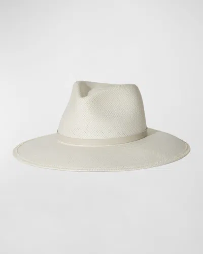 Janessa Leone Valentine Wide-brim Straw Fedora Hat In Bleach