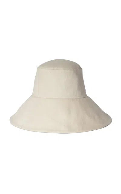 Janessa Leone Walker Canvas Bucket Hat In Off White