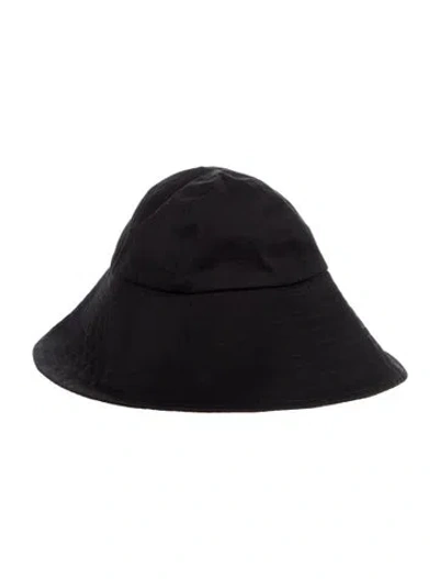 Pre-owned Janessa Leone Wide Brim Bucket Hat. In Black