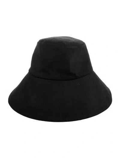 Pre-owned Janessa Leone Wide Brim Bucket Hat In Black