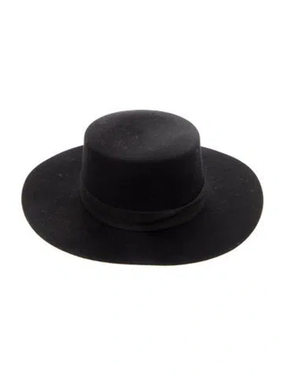 Pre-owned Janessa Leone Wide Brim Hat In Black