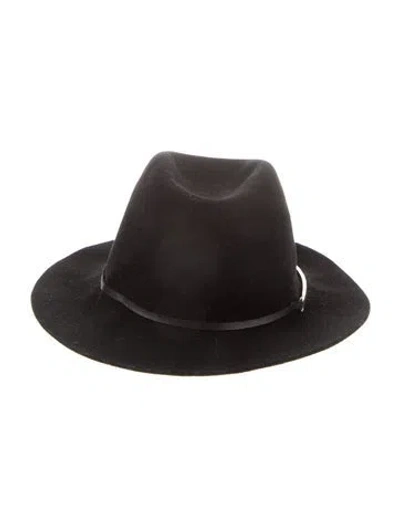 Pre-owned Janessa Leone Wide Brim Hat In Black