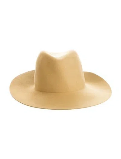 Pre-owned Janessa Leone Wide Brim Hat In Yellow