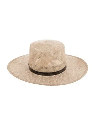 Pre-owned Janessa Leone Wide Brim Straw Hat