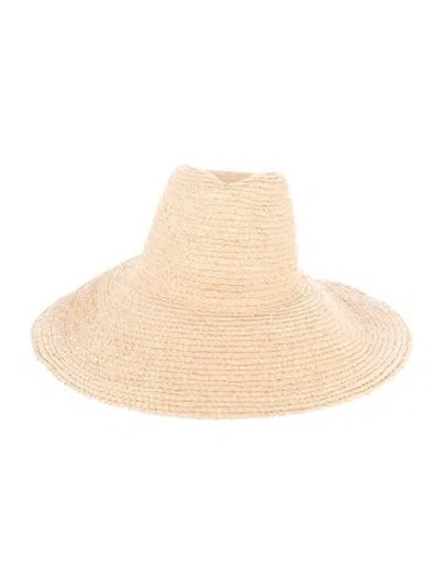 Pre-owned Janessa Leone Wide Brim Straw Sun Hat In Yellow