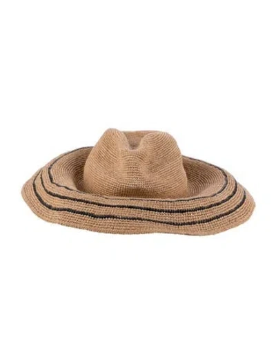 Pre-owned Janessa Leone Wide Brim Sun Hat In Brown