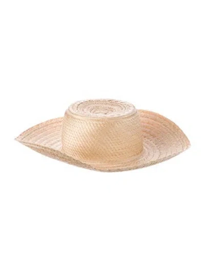 Pre-owned Janessa Leone Wide Brim Sun Hat In Neutral