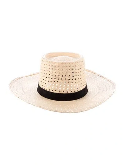 Pre-owned Janessa Leone Wide Brim Sun Hat In Neutral
