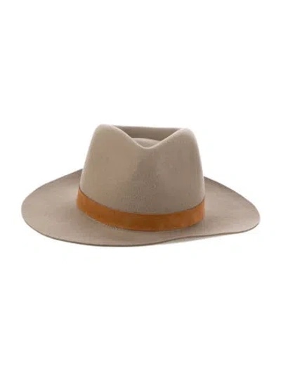 Pre-owned Janessa Leone Wide Brim Wool Hat In Brown
