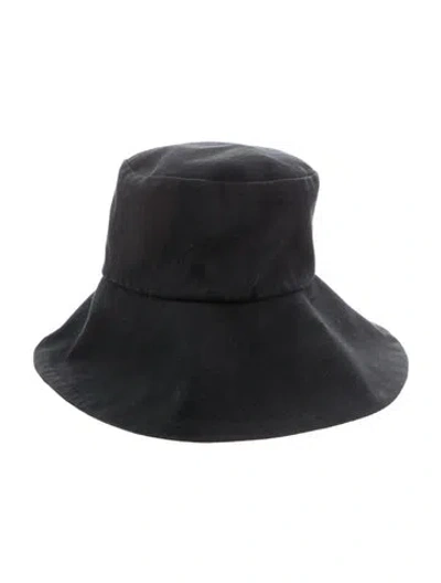Pre-owned Janessa Leone Wide Bucket Hat In Black