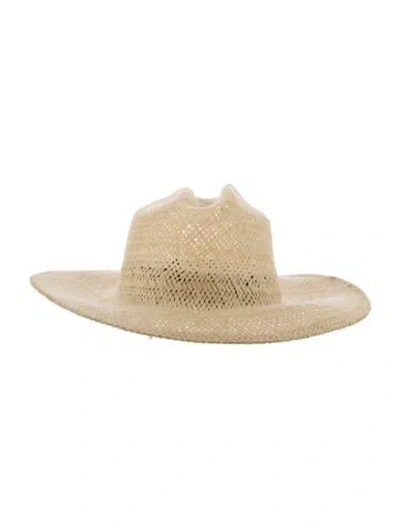 Pre-owned Janessa Leone Wide-brimmed Straw Hat In Neutral
