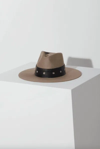 Janessa Leone Bennett Structured Wool Fedora In Brown