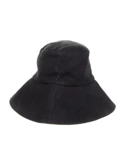 Pre-owned Janessa Leone Women's Canvas Hat In Black