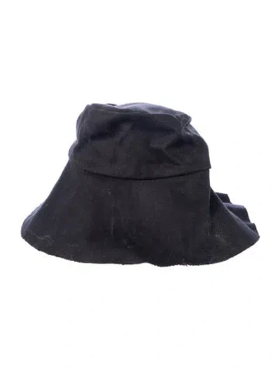 Pre-owned Janessa Leone Women's Cotton Bucket Hat In Black