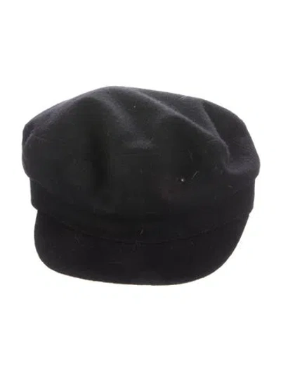 Pre-owned Janessa Leone Women's Newsboy Cap In Black