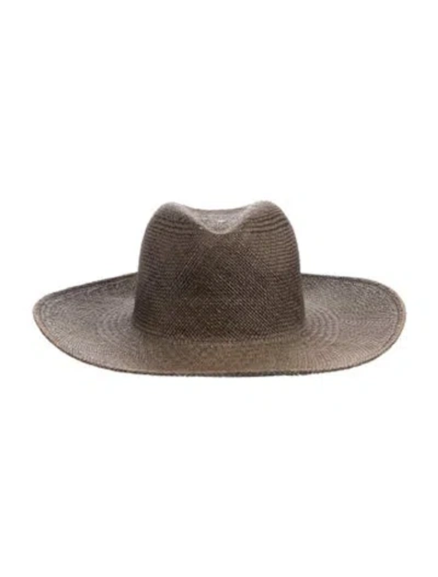 Pre-owned Janessa Leone Women's Straw Hat In Brown