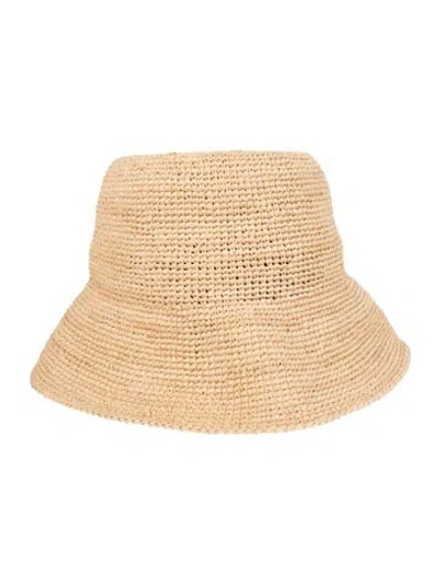 Pre-owned Janessa Leone Women's Straw Hat In Neutral