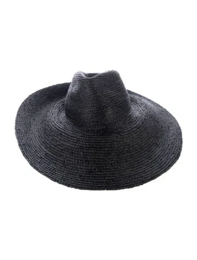 Pre-owned Janessa Leone Women's Straw Sun Hat In Black