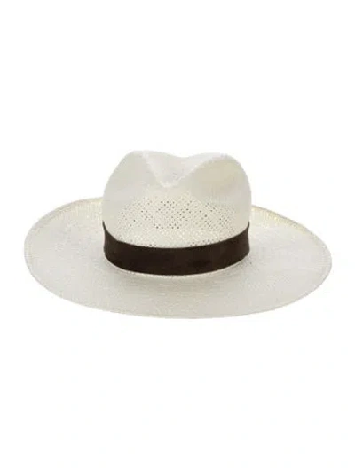 Pre-owned Janessa Leone Women's Straw Sun Hat W/tags In White