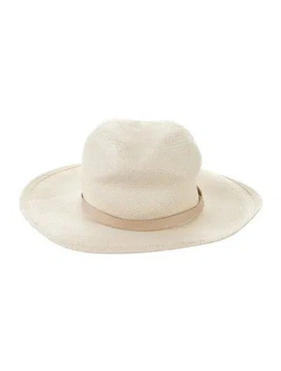 Pre-owned Janessa Leone Women's White Straw   Panama Hat