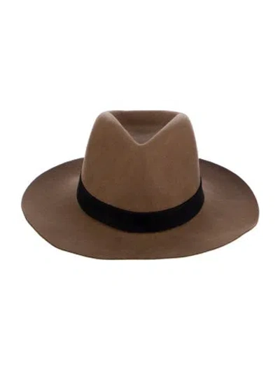 Pre-owned Janessa Leone Women's Wool Fedora In Brown