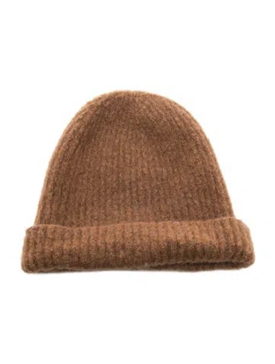 Pre-owned Janessa Leone Wool Beanie In Brown