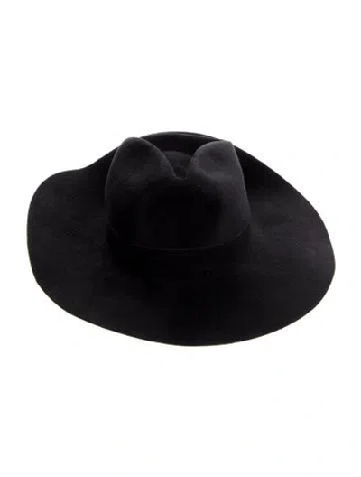 Pre-owned Janessa Leone Wool Brim Hat In Black