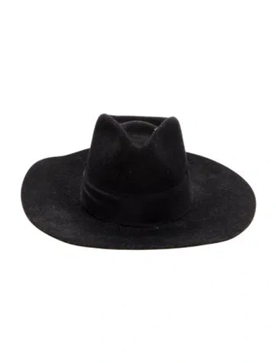 Pre-owned Janessa Leone Wool Bucket Hat In Black