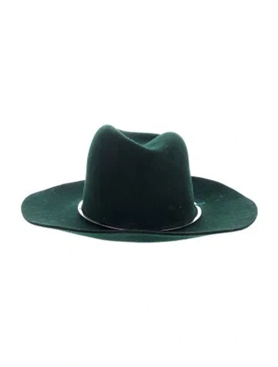 Pre-owned Janessa Leone Wool Bucket Hat In Green