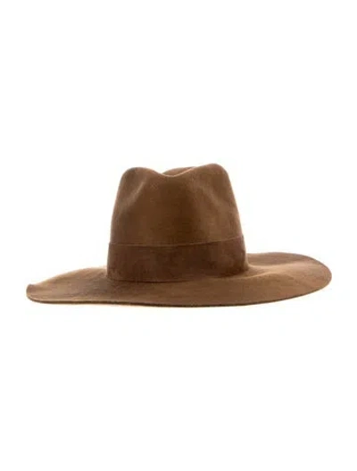 Pre-owned Janessa Leone Wool Cowboy Hat In Brown