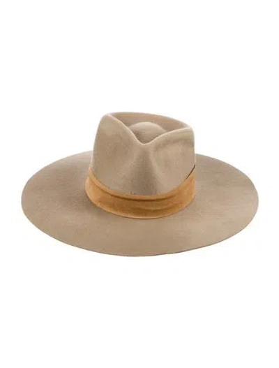 Pre-owned Janessa Leone Wool Cowboy Hat In Neutral