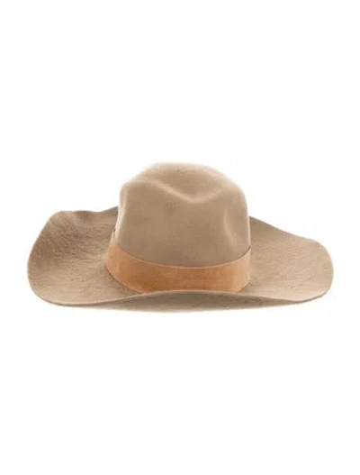 Pre-owned Janessa Leone Wool Cowboy Hat In Neutral