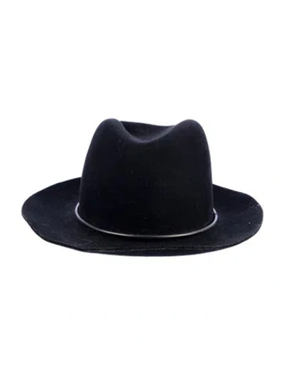 Pre-owned Janessa Leone Wool Fedora In Black