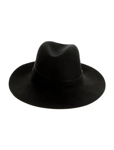 Pre-owned Janessa Leone Wool Fedora In Black