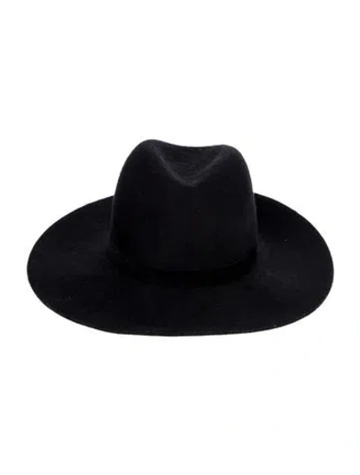 Pre-owned Janessa Leone Wool Fedora In Black