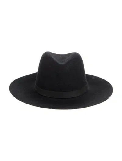 Pre-owned Janessa Leone Wool Fedora In Black